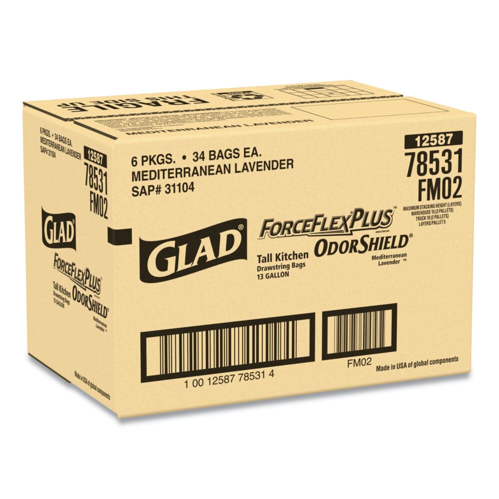 ForceFlexPlus OdorShield Tall Kitchen Drawstring Trash Bags, 13 gal, 0.9 mil, 24" x 28", White, 34 Bags/Box, 6 Boxes/Carton - Image 19
