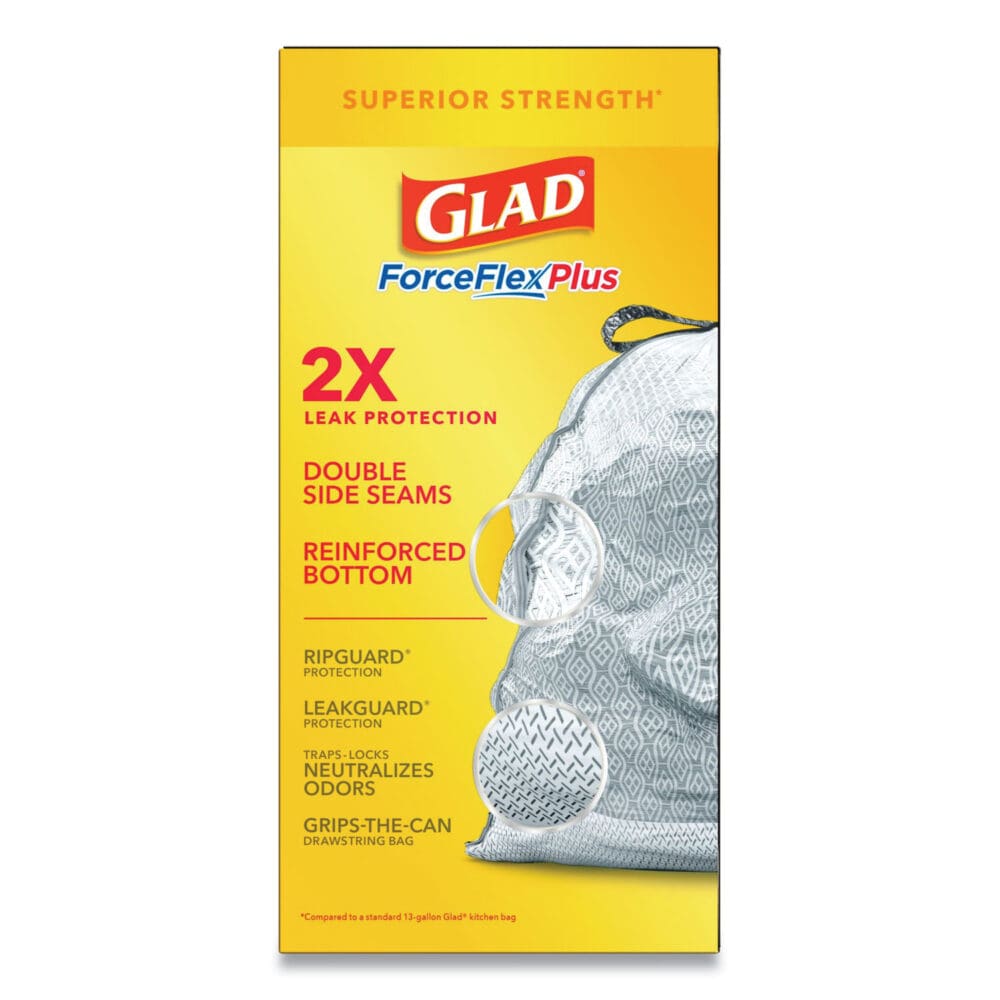 ForceFlexPlus OdorShield Tall Kitchen Drawstring Trash Bags, 13 gal, 0.9 mil, 24" x 28", White, 34 Bags/Box, 6 Boxes/Carton - Image 7