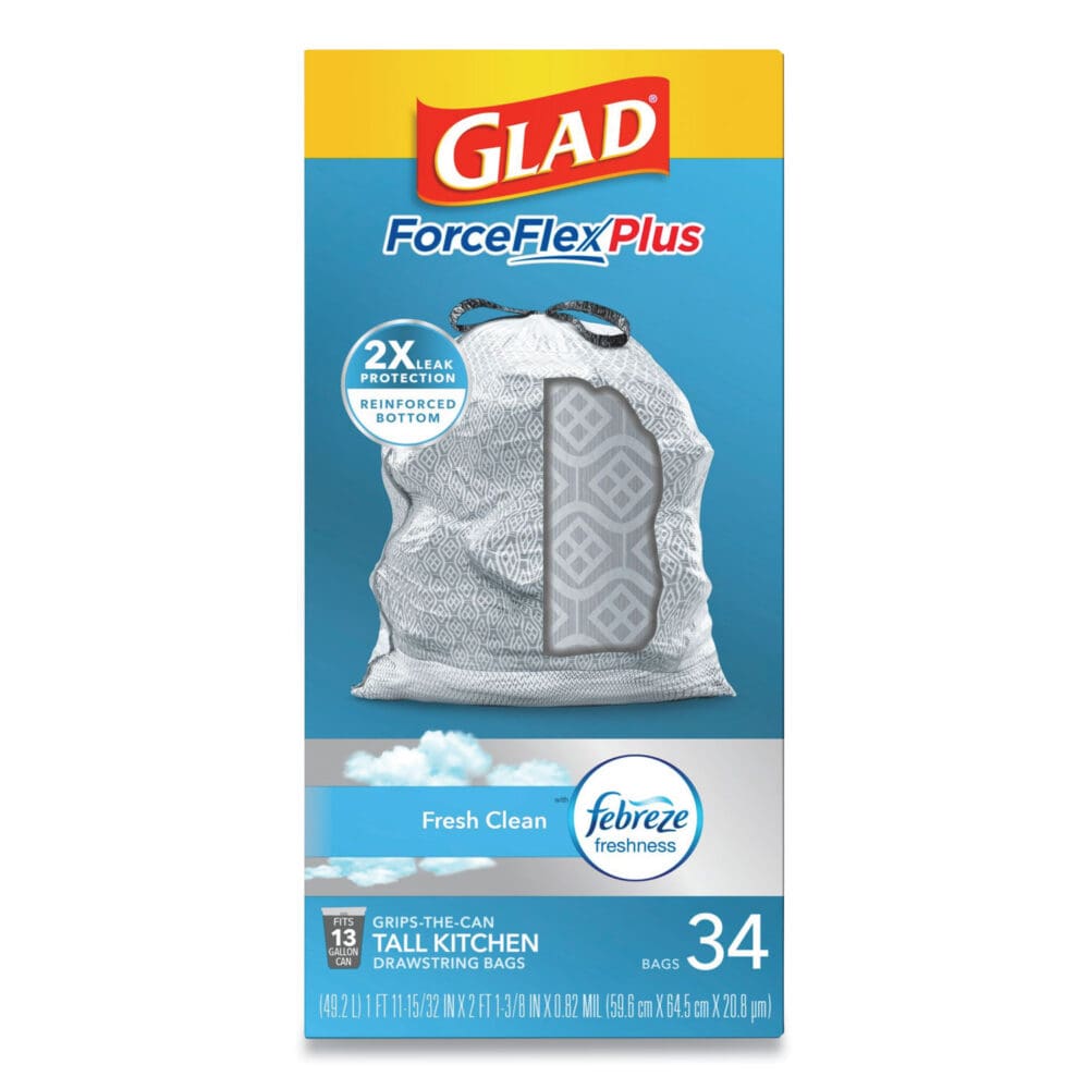 ForceFlexPlus OdorShield Tall Kitchen Drawstring Trash Bags, 13 gal, 0.9 mil, 24" x 28", White, 34 Bags/Box, 6 Boxes/Carton - Image 10