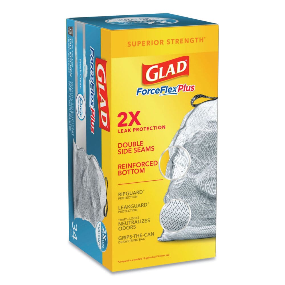 ForceFlexPlus OdorShield Tall Kitchen Drawstring Trash Bags, 13 gal, 0.9 mil, 24" x 28", White, 34 Bags/Box, 6 Boxes/Carton - Image 11