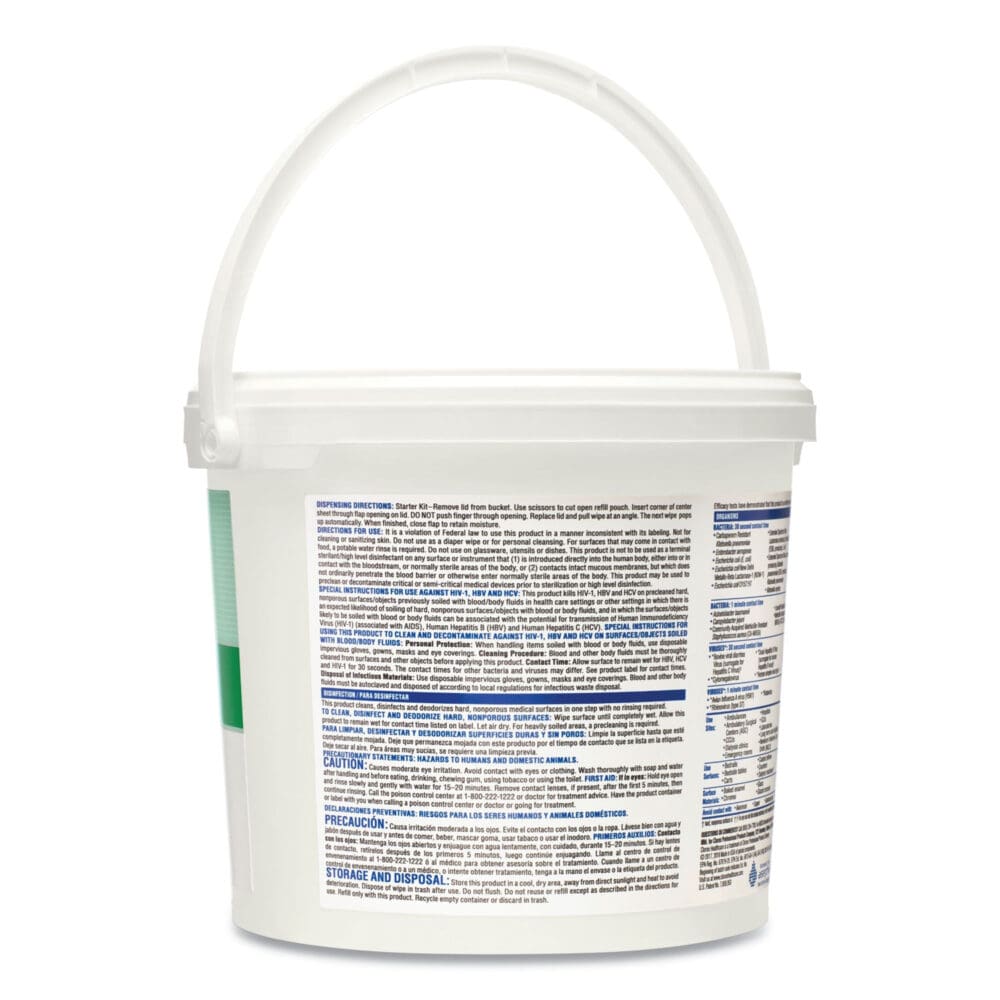 Hydrogen Peroxide Cleaner Disinfectant Wipes, 11 x 12, Unscented, White, 185/Canister, 2 Canisters/Carton - Image 3