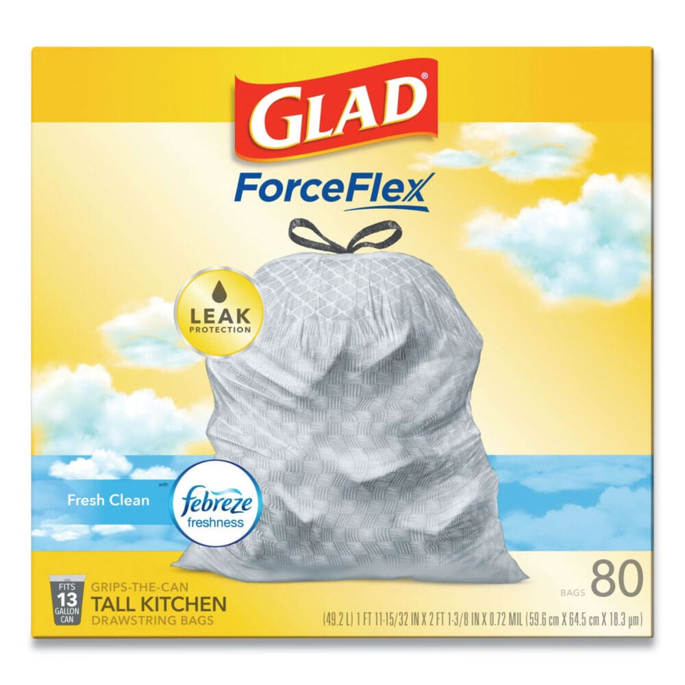 OdorShield Tall Kitchen Drawstring Bags, 13 gal, 0.72 mil, 24" x 27.38", White, 80 Bags/Box, 3 Boxes/Carton - Image 6