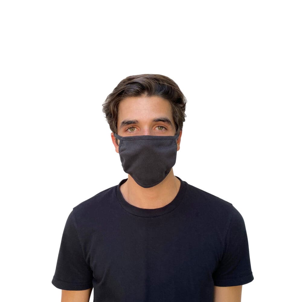 Cotton Face Mask with Antimicrobial Finish, Black, 10/Pack - Image 2