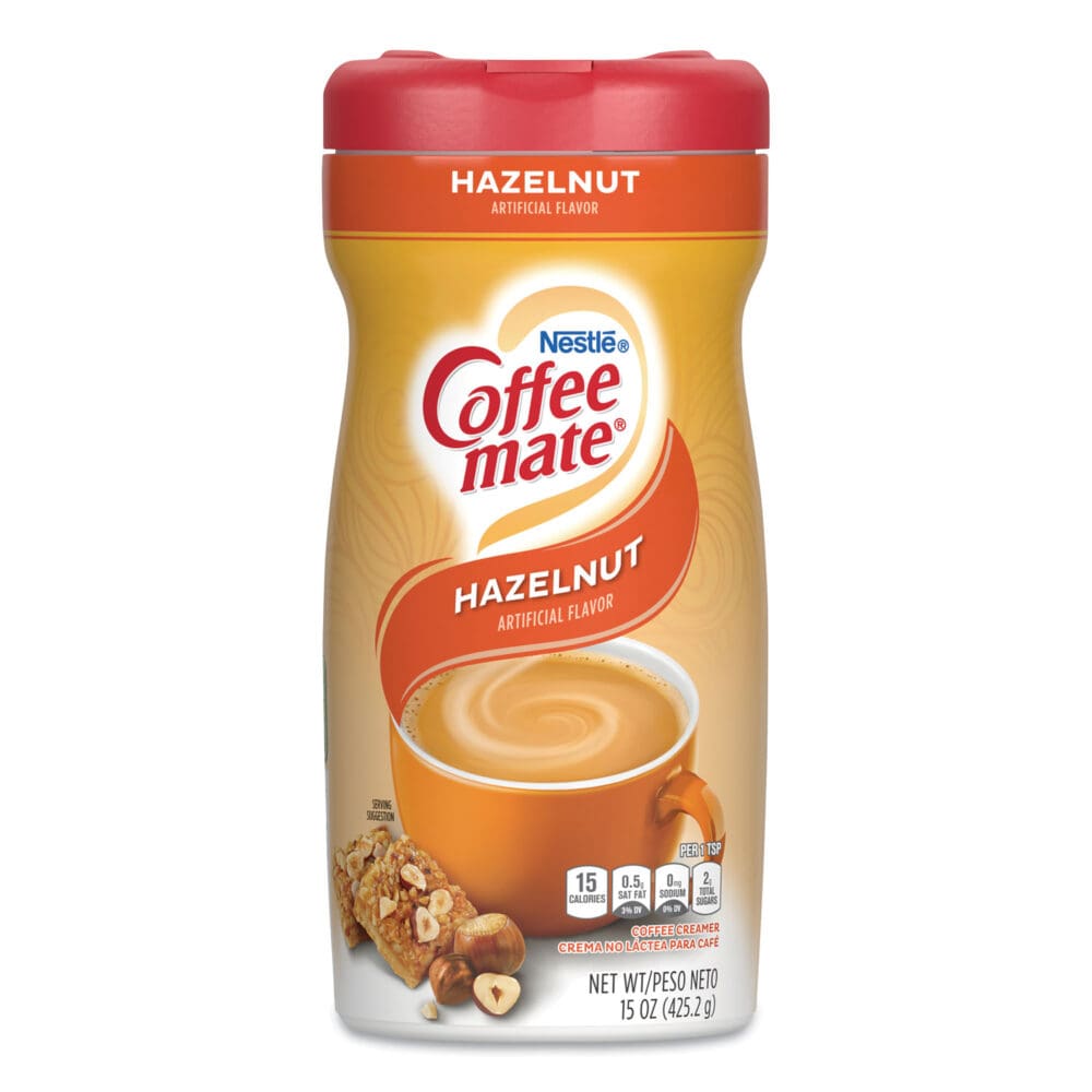 Non-Dairy Powdered Creamer, Hazelnut, 15 oz Canister, 12/Carton - Image 2