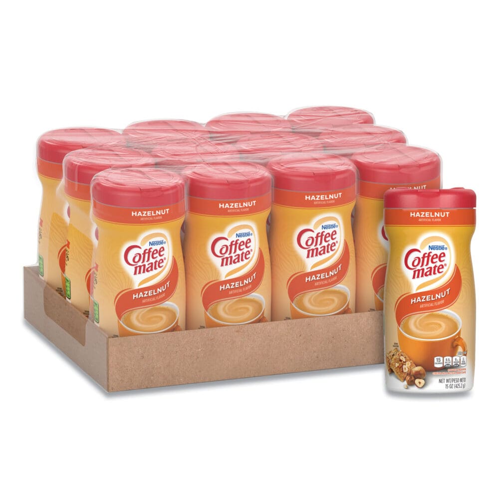Non-Dairy Powdered Creamer, Hazelnut, 15 oz Canister, 12/Carton - Image 4