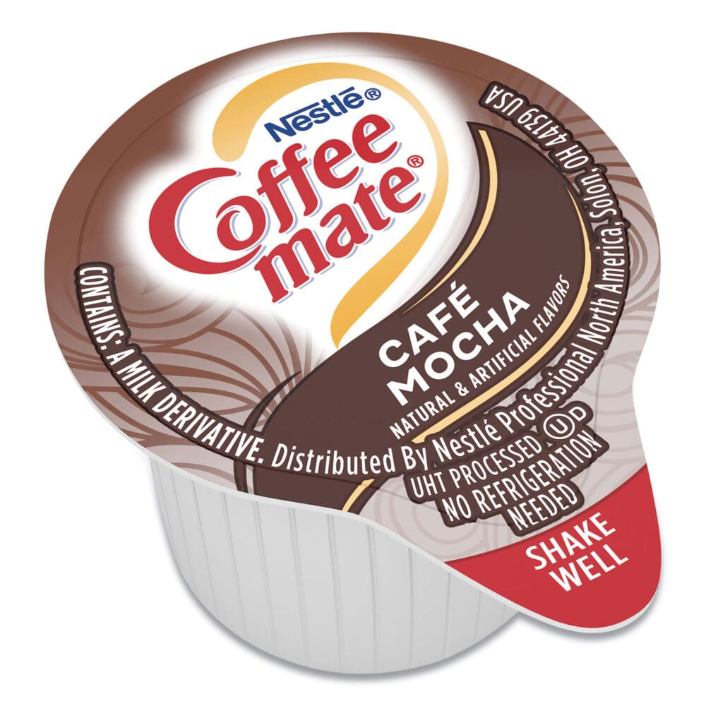 Liquid Coffee Creamer, Cafe Mocha, 0.38 oz Mini Cups, 50/Box - Image 6
