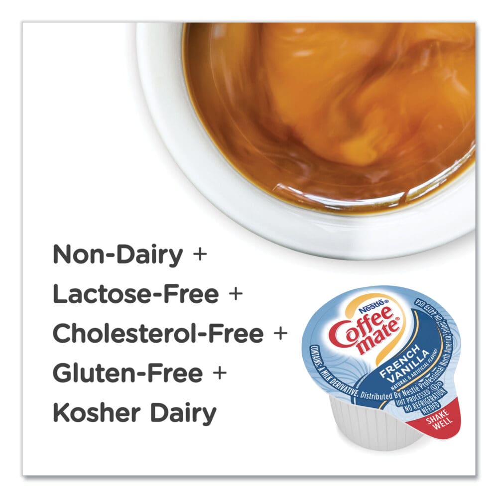 Liquid Coffee Creamer, French Vanilla, 0.38 oz Mini Cups, 180/Carton - Image 4