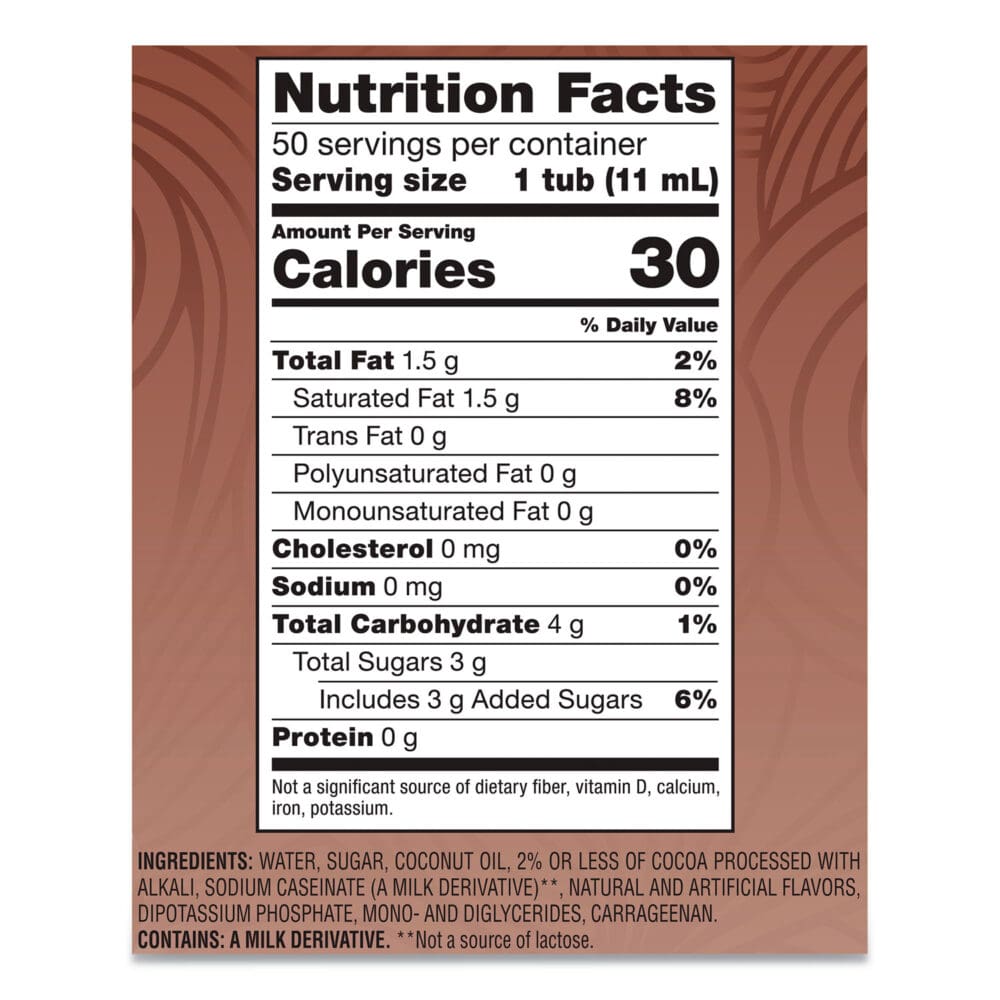 Liquid Coffee Creamer, Cafe Mocha, 0.38 oz Mini Cups, 50/Box, 4 Boxes/Carton, 200 Total/Carton - Image 4