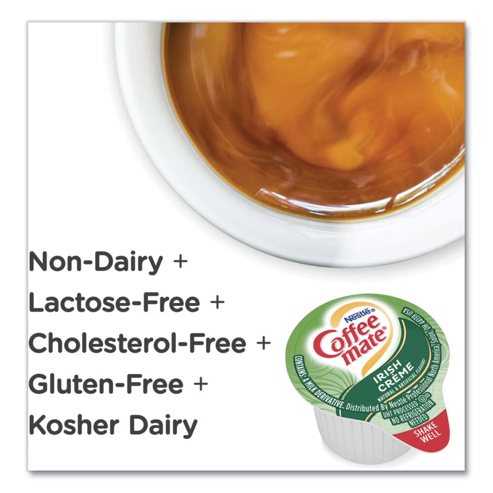 Liquid Coffee Creamer, Irish Creme, 0.38 oz Mini Cups, 50/Box, 4 Boxes/Carton, 200 Total/Carton - Image 6