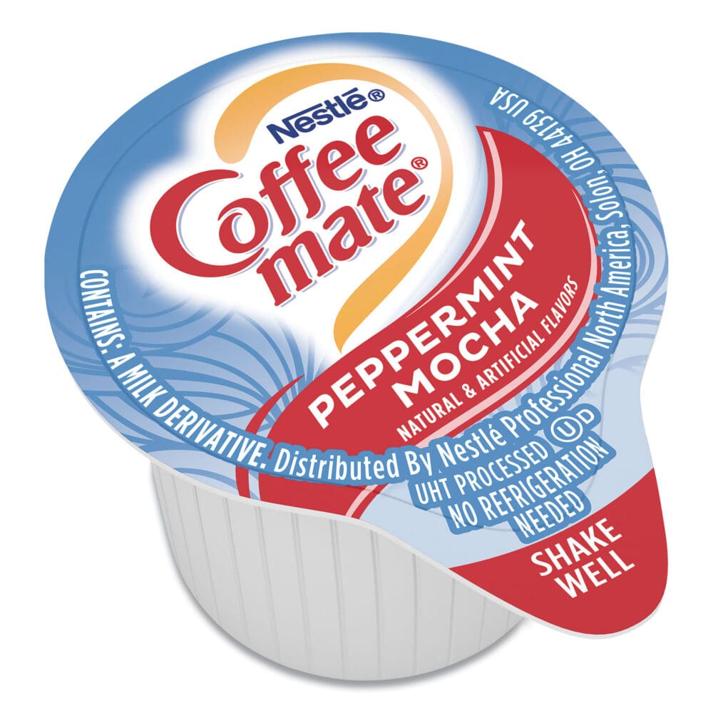 Liquid Coffee Creamer, Peppermint Mocha, 0.38 oz Mini Cups, 50/Box - Image 6