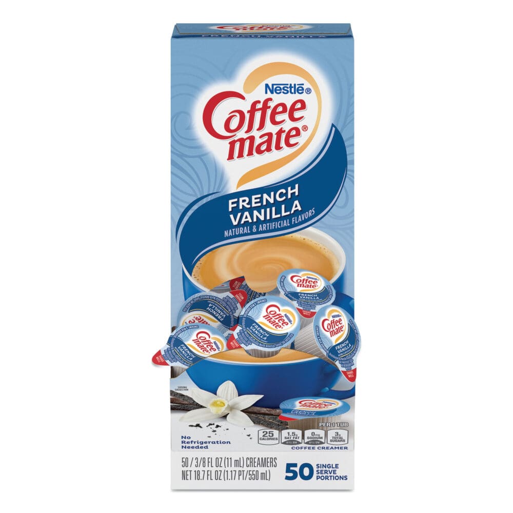 Liquid Coffee Creamer, French Vanilla, 0.38 oz Mini Cups, 50/Box, 4 Boxes/Carton, 200 Total/Carton - Image 8