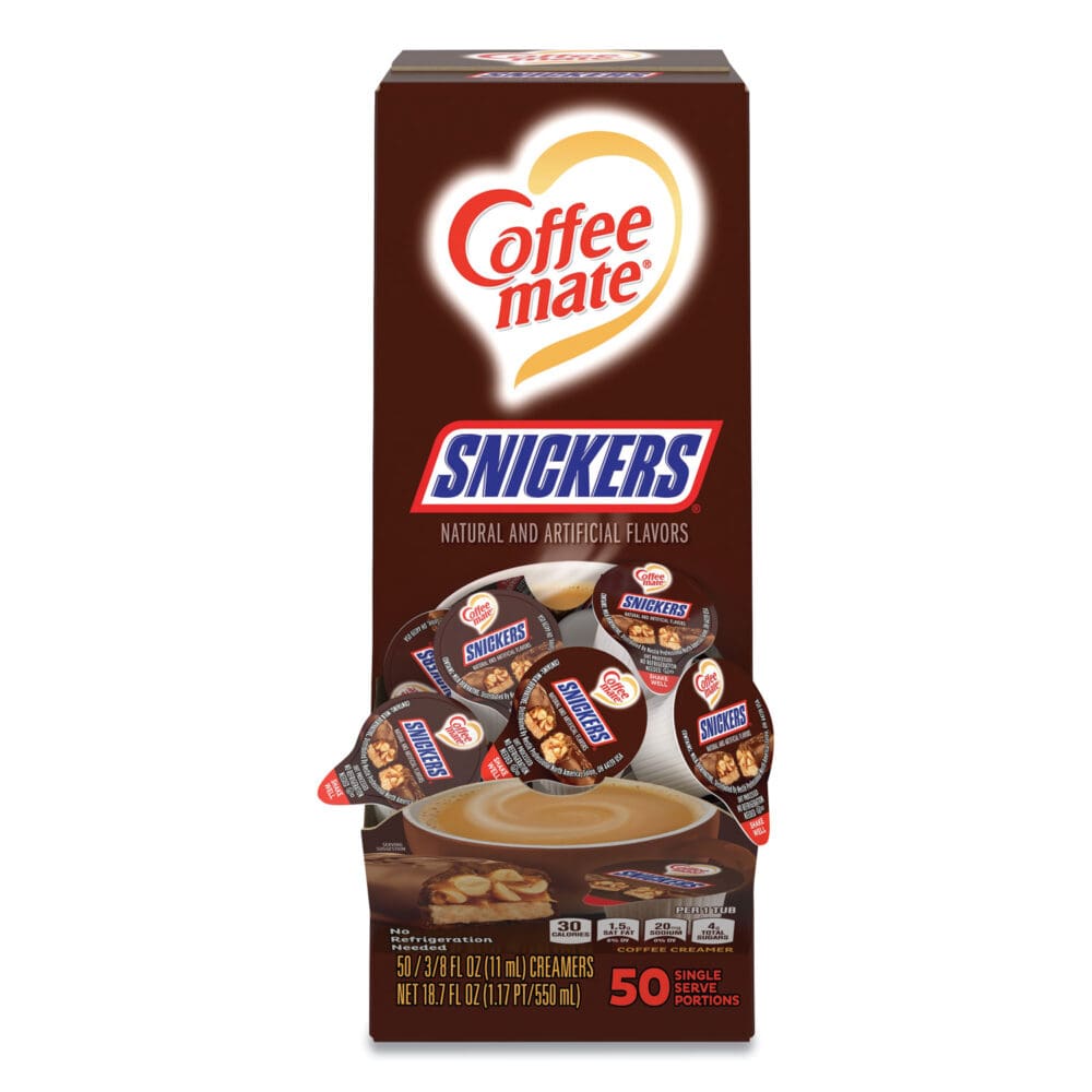 Liquid Coffee Creamer, Snickers, 0.38 oz Mini Cups, 200 Cups/Carton - Image 8
