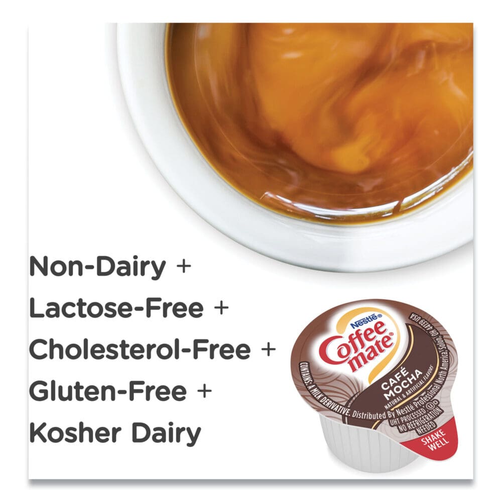 Liquid Coffee Creamer, Cafe Mocha, 0.38 oz Mini Cups, 50/Box - Image 4