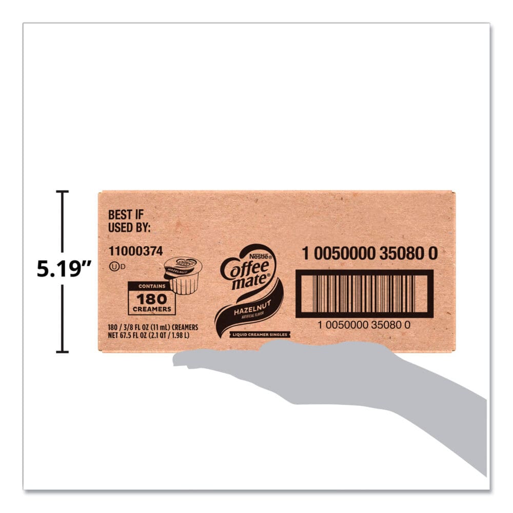 Liquid Coffee Creamer, Hazelnut, 0.38 oz Mini Cups, 180/Carton - Image 3