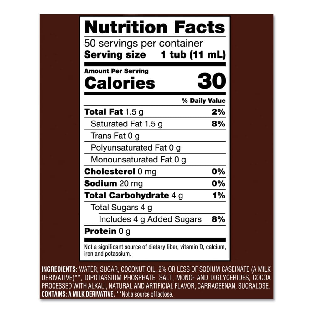 Liquid Coffee Creamer, Snickers, 0.38 oz Mini Cups, 200 Cups/Carton - Image 4