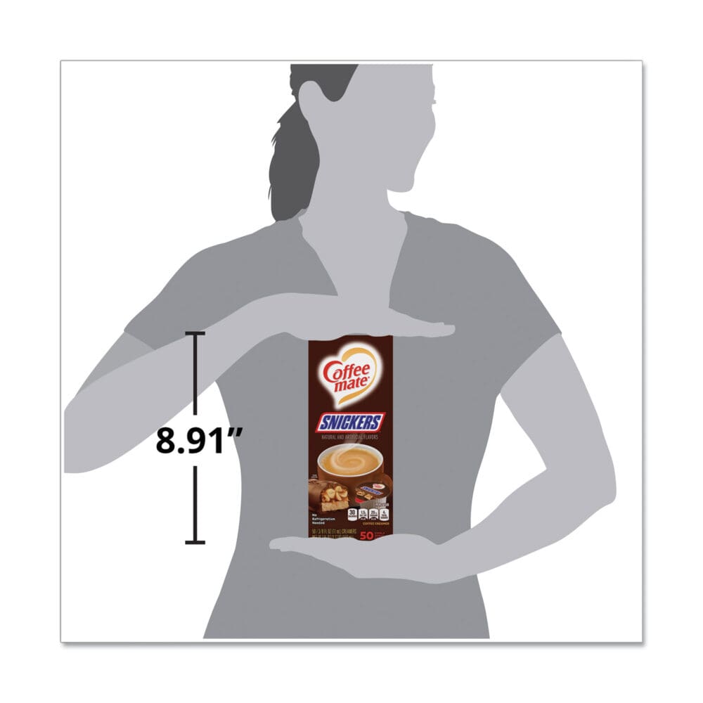 Liquid Coffee Creamer, Snickers, 0.38 oz Mini Cups, 50 Cups/Box - Image 3