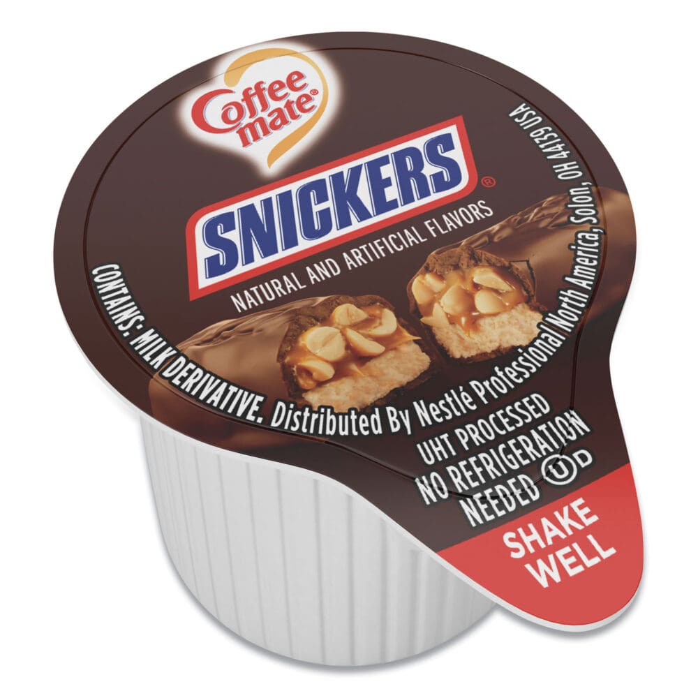 Liquid Coffee Creamer, Snickers, 0.38 oz Mini Cups, 200 Cups/Carton - Image 3