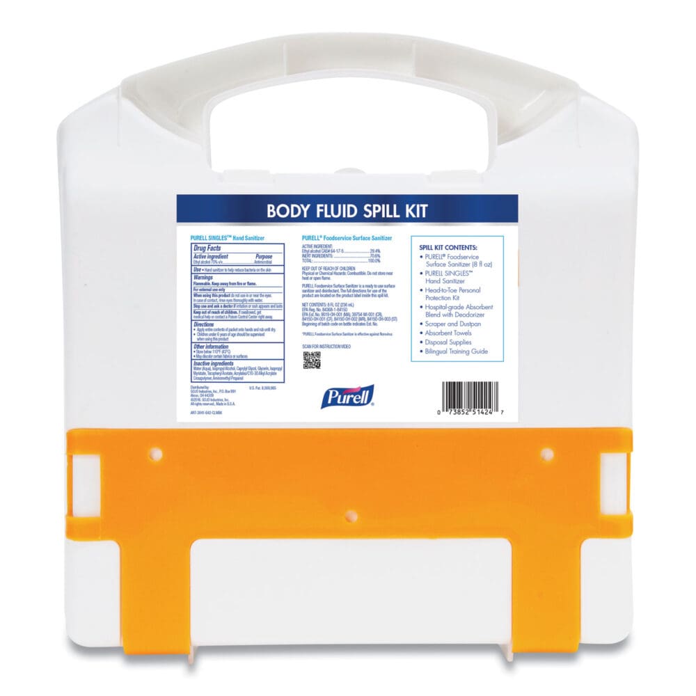 Body Fluid Spill Kit, 4.5" x 11.88" x 11.5", One Clamshell Case with 2 Single Use Refills/Carton - Image 2