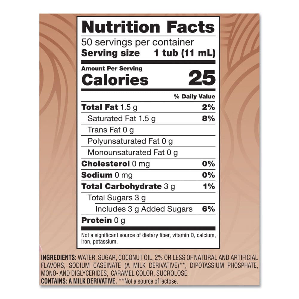 Liquid Coffee Creamer, Vanilla Caramel, 0.38 oz Mini Cups, 50/Box - Image 2