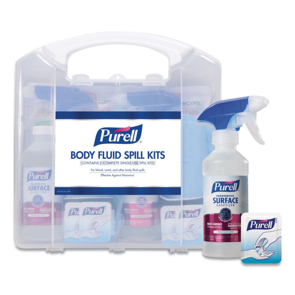 Body Fluid Spill Kit, 4.5" x 11.88" x 11.5", One Clamshell Case with 2 Single Use Refills/Carton - Image 3