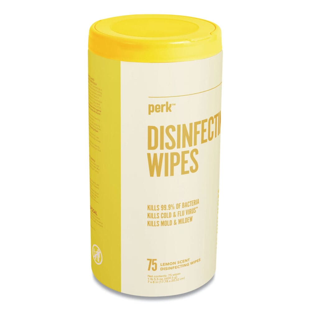 Disinfecting Wipes, 7 x 8, Lemon, White, 75 Wipes/Canister - Image 3