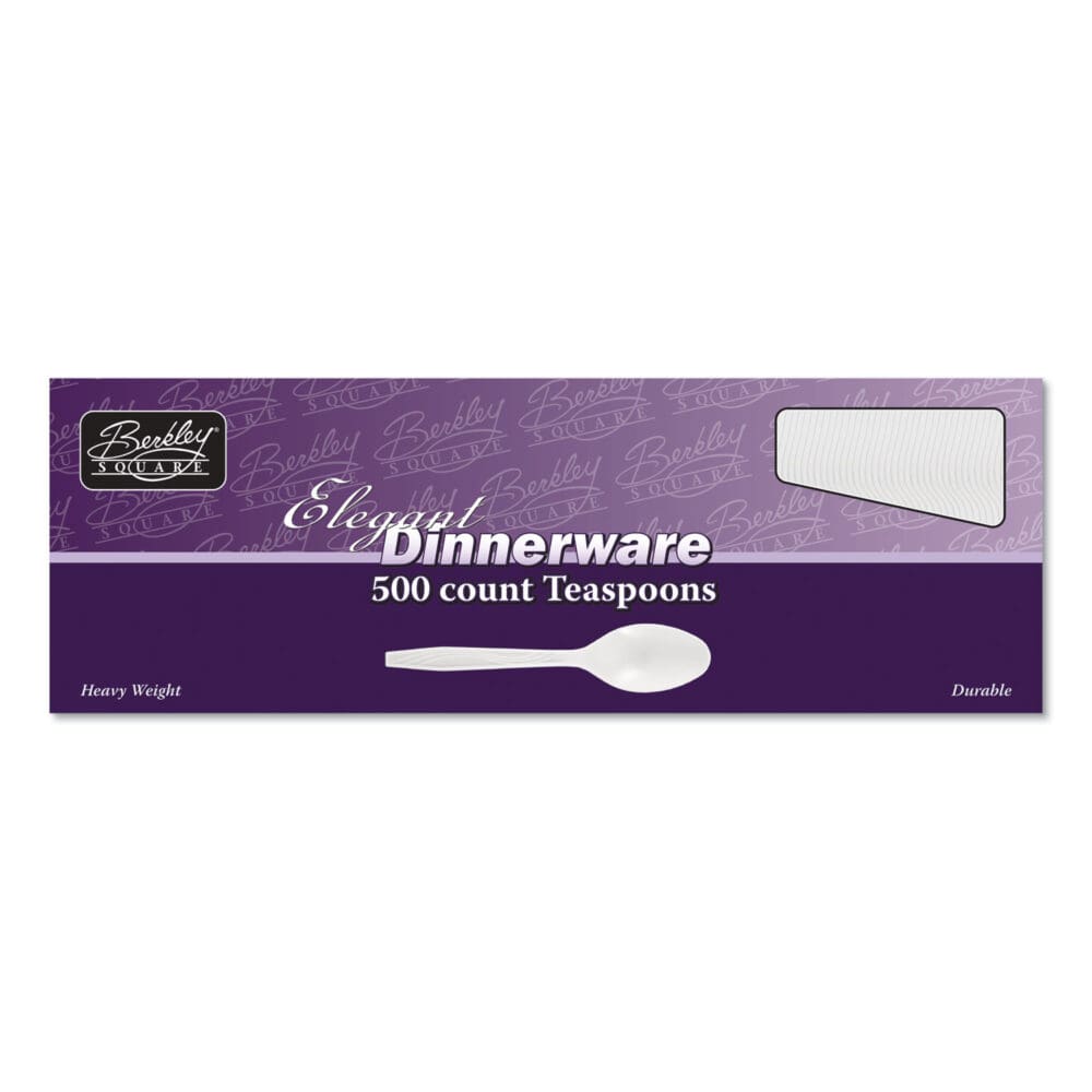 Elegant Dinnerware Heavyweight Cutlery, Polystyrene, Spoon, White, 500/Box - Image 2