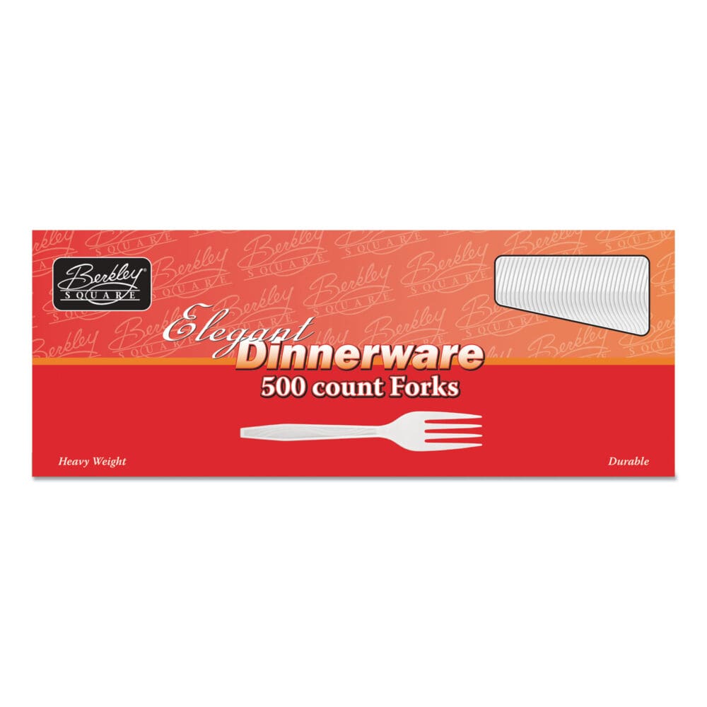 Elegant Dinnerware Heavyweight Cutlery, Polystyrene, Fork, White, 500/Box - Image 2