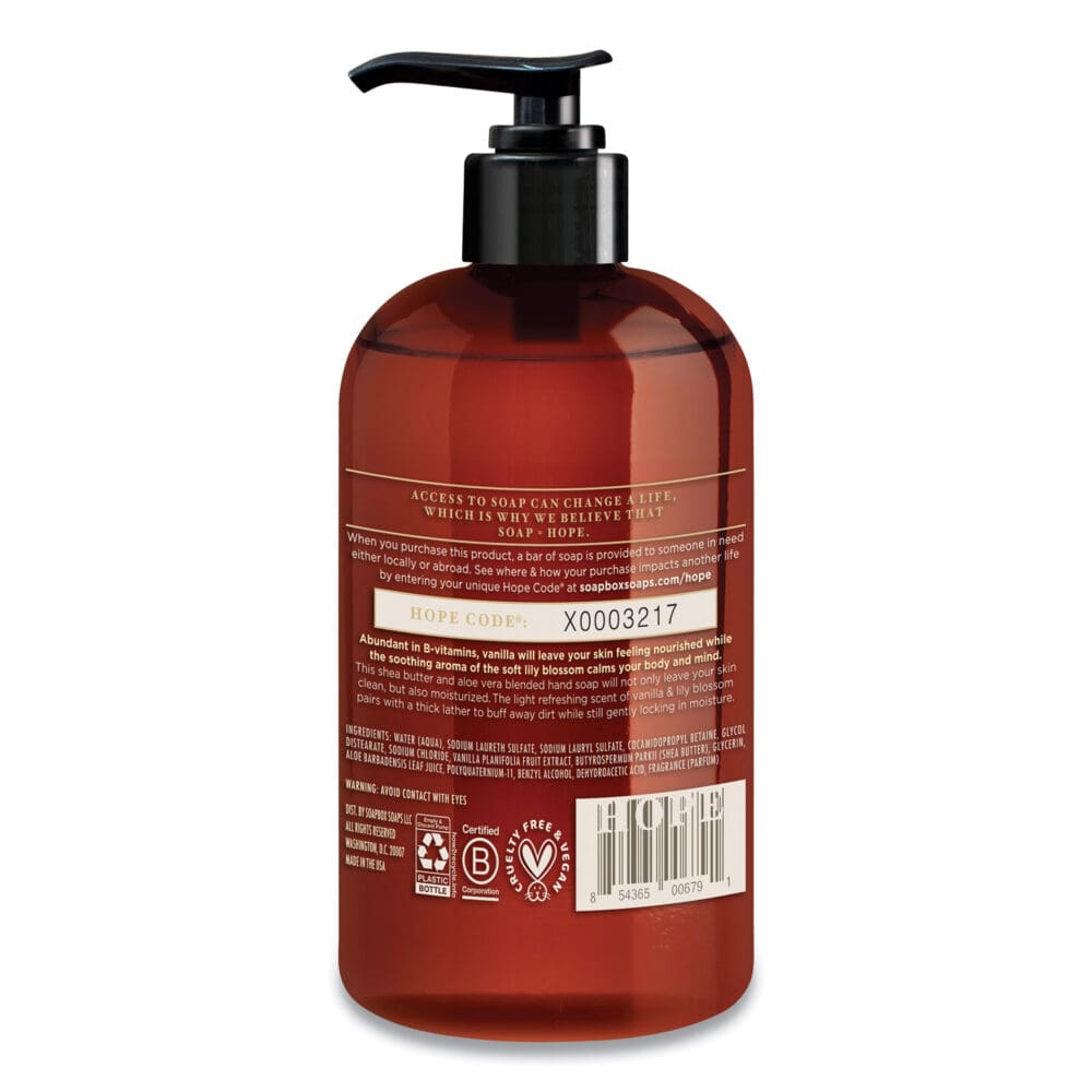 Hand Soap, Vanilla and Lily Blossom, 12 oz Pump Bottle, 12/Carton - Image 2