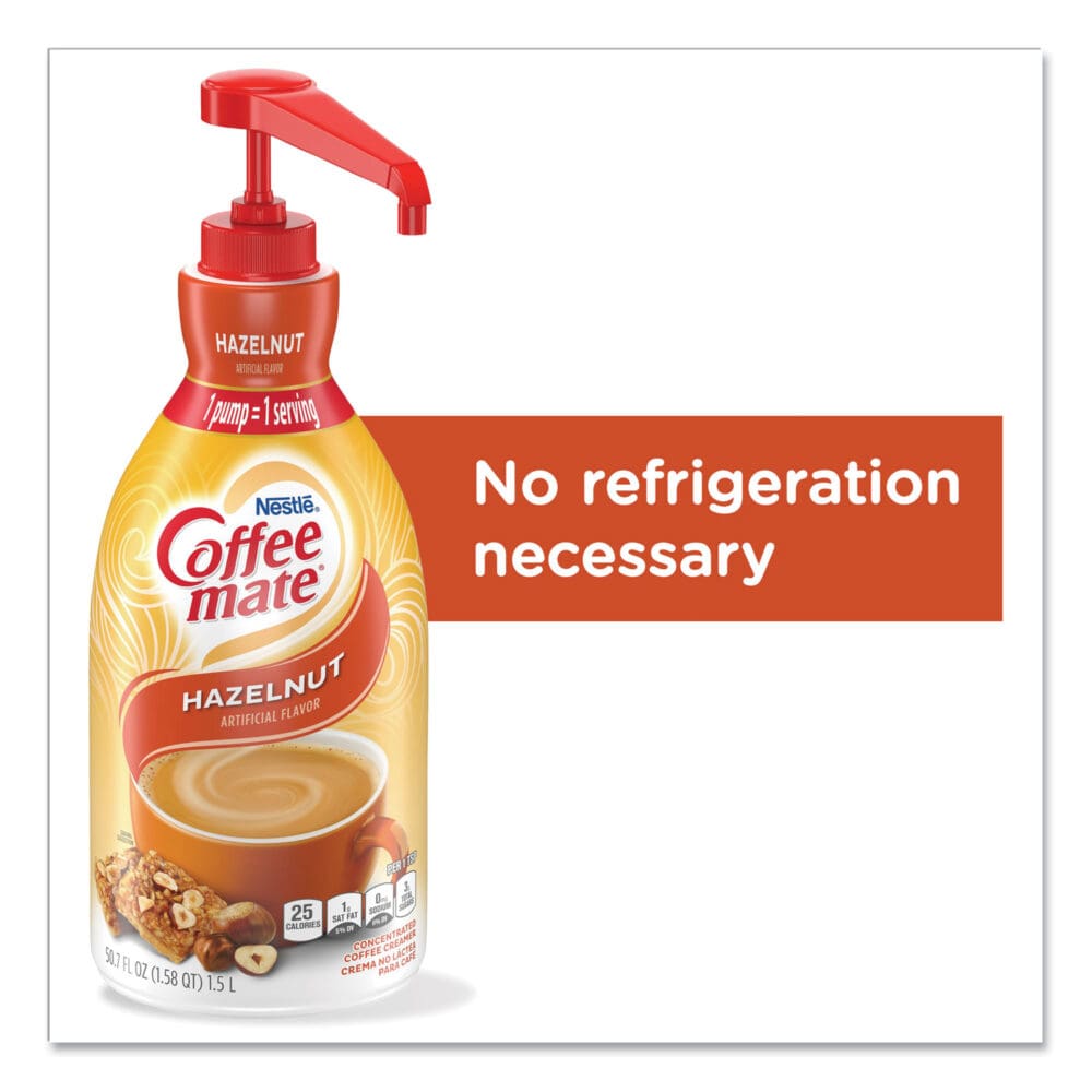 Liquid Coffee Creamer, Hazelnut, 1.5 Liter Pump Bottle, 2/Carton - Image 3