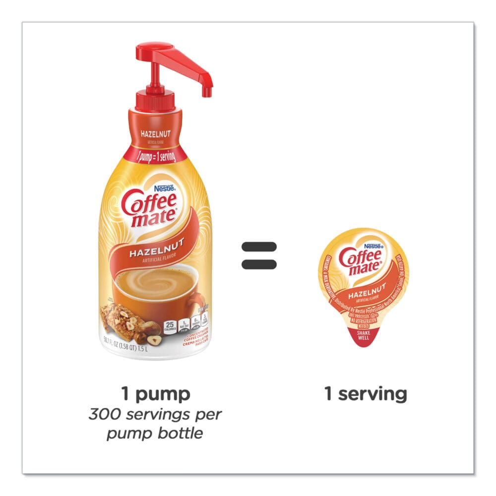 Liquid Coffee Creamer, Hazelnut, 1.5 Liter Pump Bottle, 2/Carton - Image 4