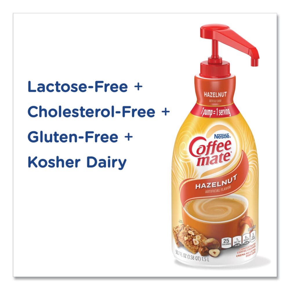 Liquid Coffee Creamer, Hazelnut, 1.5 Liter Pump Bottle, 2/Carton - Image 5
