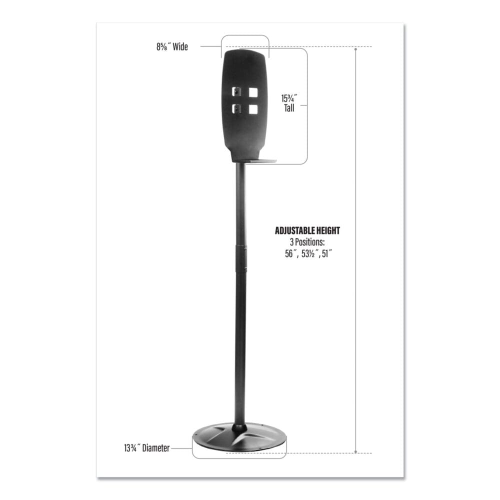 Floor Stand for Sanitizer Dispensers, Height Adjustable from 50" to 60", Black - Image 13