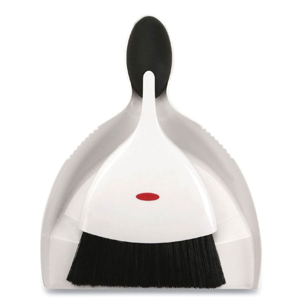Good Grips Dust Pan and Brush, 12 x 9, 2" Handle, Plastic, White - Image 2