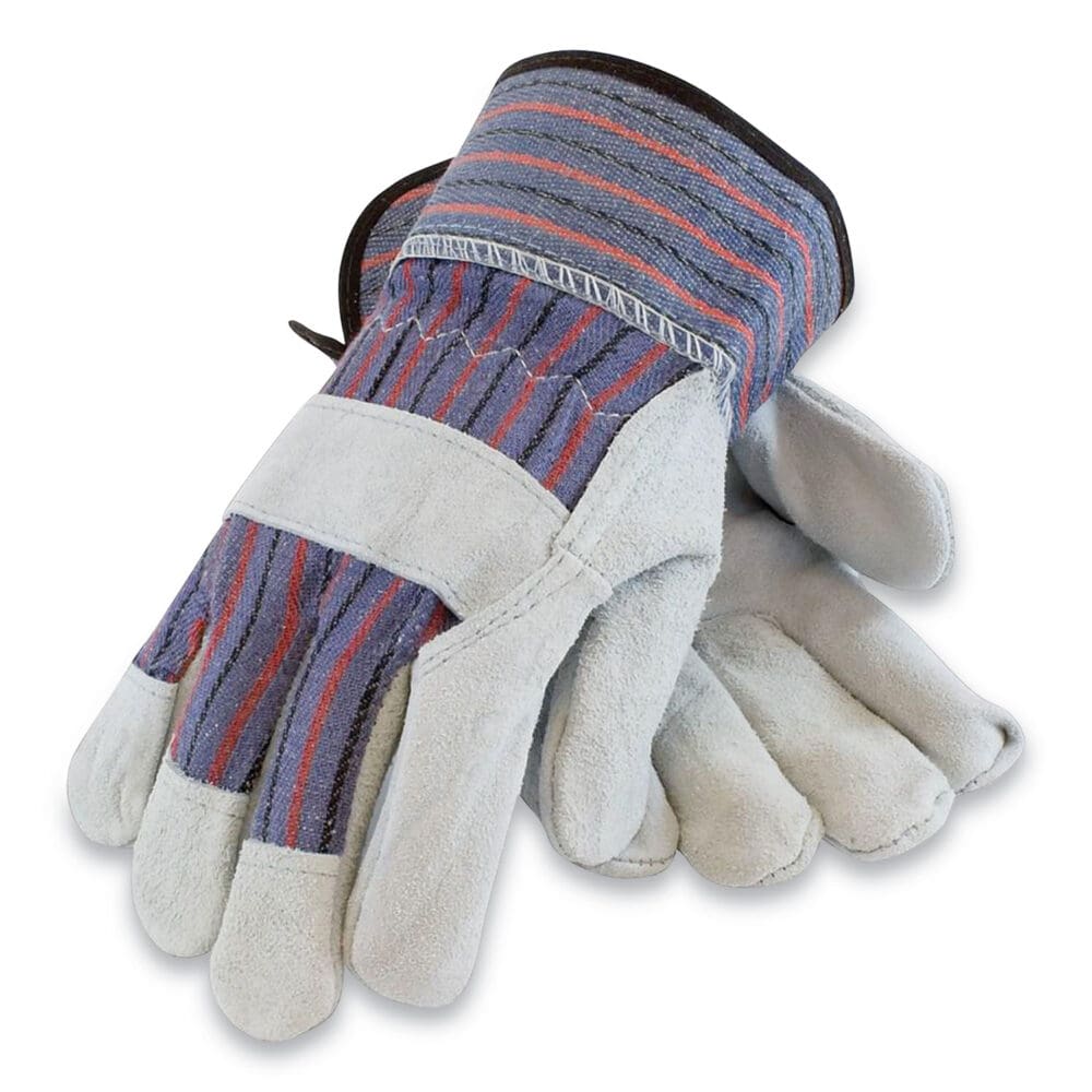 Shoulder Split Cowhide Leather Palm Gloves, B/C Grade, Large, Blue/Gray, 12 Pairs - Image 2