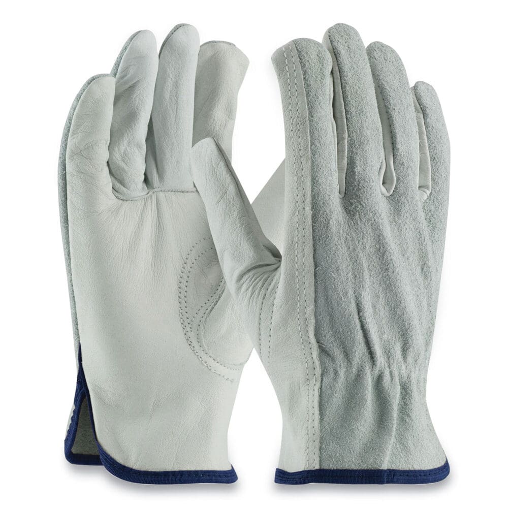 Top-Grain Leather Drivers Gloves with Shoulder-Split Cowhide Leather Back, X-Large, Gray - Image 2