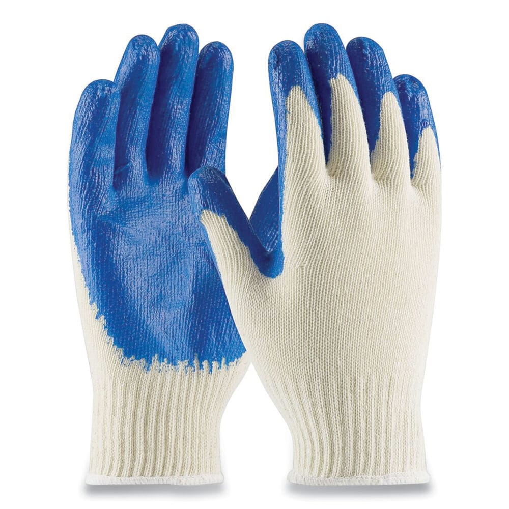 Seamless Knit Cotton/Polyester Gloves, Regular Grade, Large, Natural/Blue, 12 Pairs - Image 2