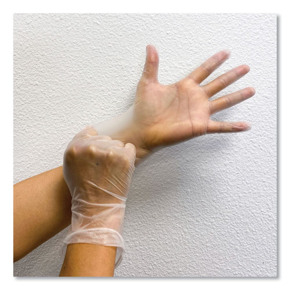 Single Use Vinyl Glove, Clear, Small, 100/Box, 10 Boxes/Carton - Image 2