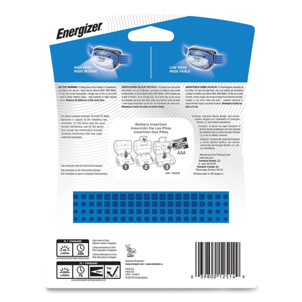 LED Headlight, 3 AAA Batteries (Included), Blue - Image 3