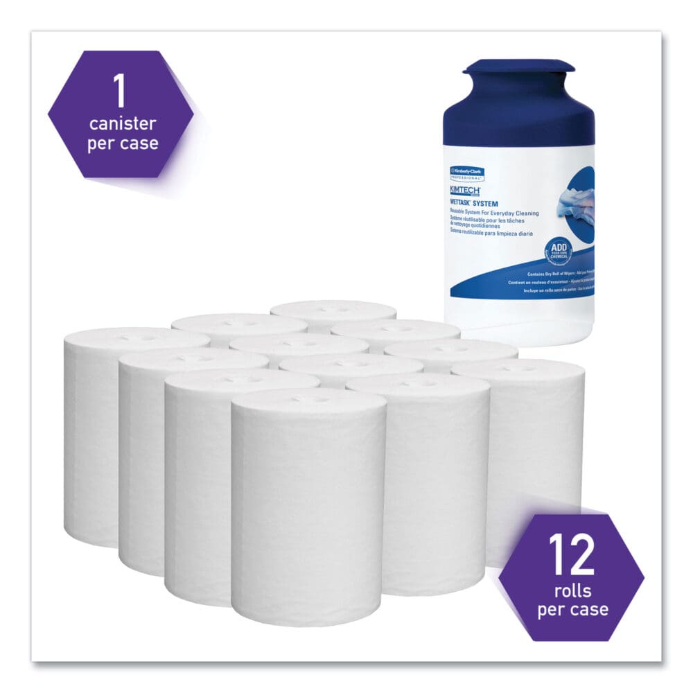 WetTask System Prep Wipers for Bleach/Disinfectants/Sanitizers Hygienic Enclosed System Refills, w/Canister, 55/Rl,12 Roll/Ct - Image 6