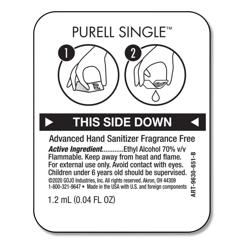 Advanced Hand Sanitizer Single Use, Gel, 1.2 mL, Packet, Fragrance-Free, 2,000/Carton - Image 8