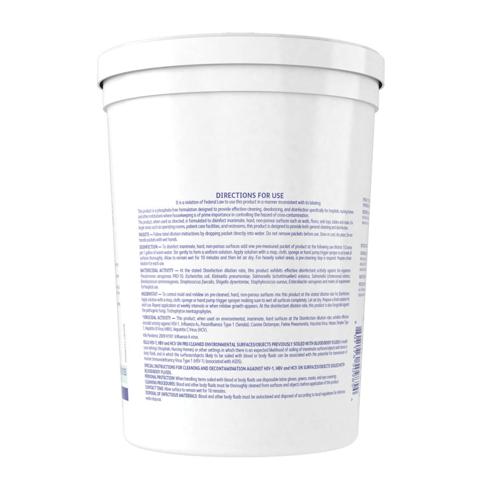 Detergent/Disinfectant, Lemon Scent, 0.5 oz Packet, 90/Tub, 2 Tubs/Carton - Image 2