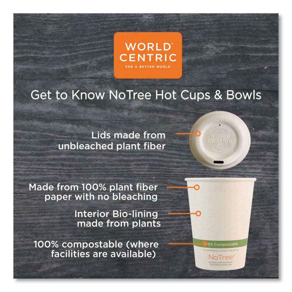 NoTree Paper Hot Cups, 16 oz, Natural, 1,000/Carton - Image 3