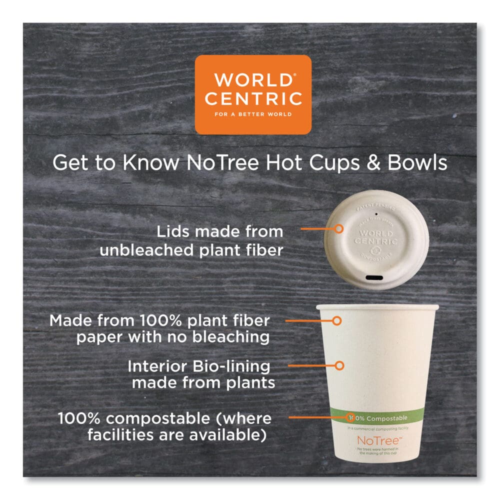 NoTree Paper Hot Cups, 8 oz, Natural, 1,000/Carton - Image 3