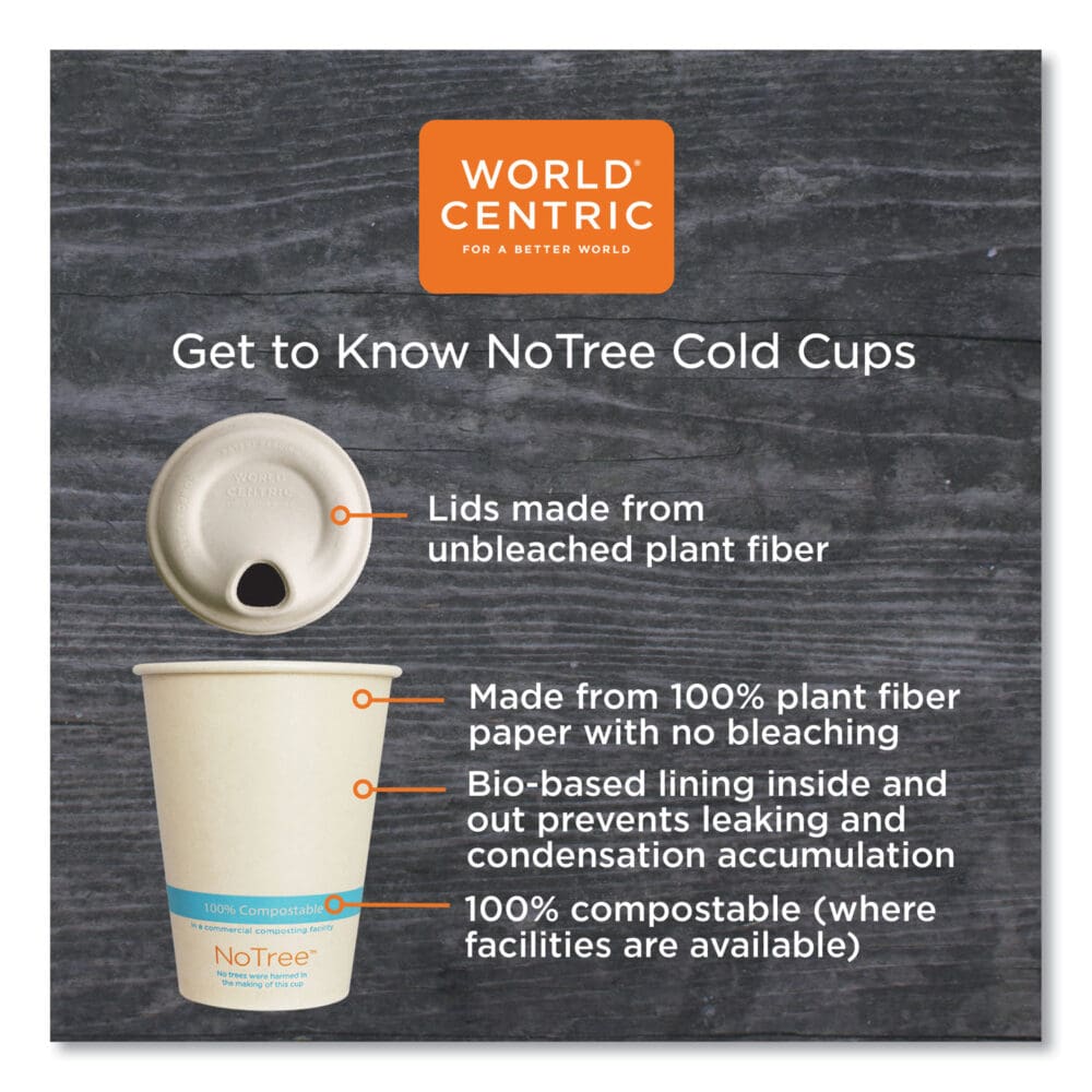 NoTree Paper Cold Cups, 16 oz, Natural, 1,000/Carton - Image 2