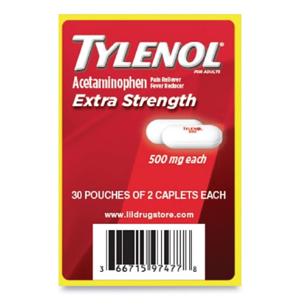 Acetaminophen, 500mg, Extra Strength Caplets, Refill, 2 /Packet, 30 Packets/Box - Image 3