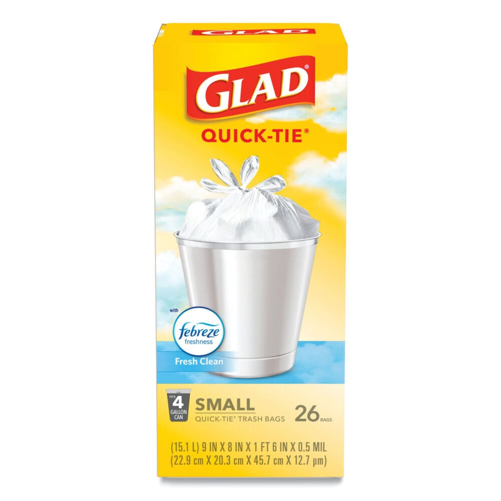 OdorShield Quick-Tie Small Trash Bags, 4 gal, 0.5 mil, 8" x 18", White, 26 Bags/Box, 6 Boxes/Carton - Image 11