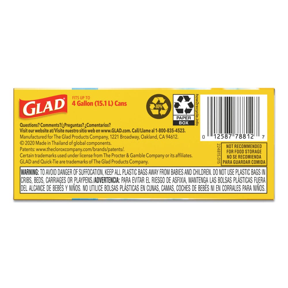 OdorShield Quick-Tie Small Trash Bags, 4 gal, 0.5 mil, 8" x 18", White, 26 Bags/Box, 6 Boxes/Carton - Image 5
