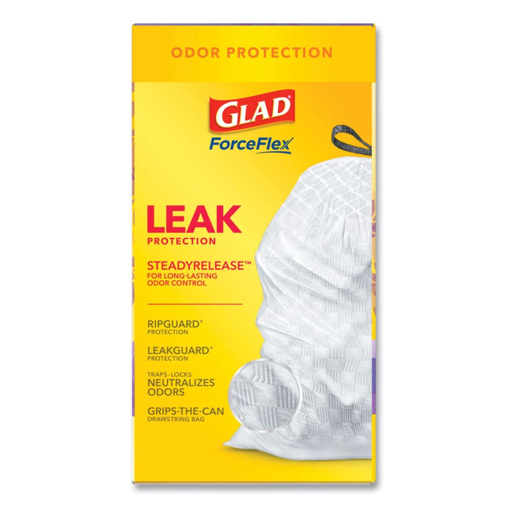 OdorShield Tall Kitchen Drawstring Bags, 13 gal, 0.95 mil, 24" x 27.38", White, 80 Bags/Box, 3 Boxes/Carton - Image 9