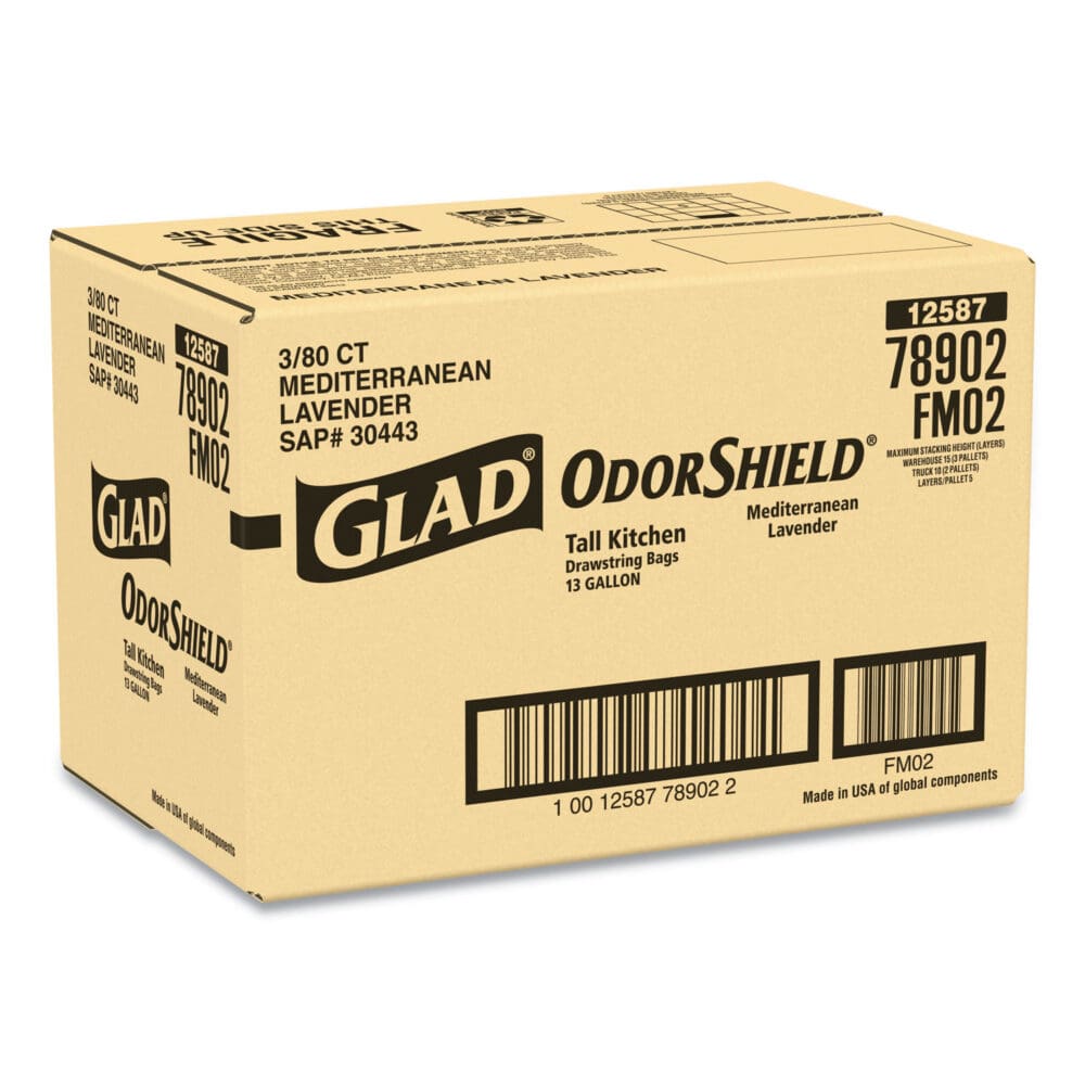 OdorShield Tall Kitchen Drawstring Bags, 13 gal, 0.95 mil, 24" x 27.38", White, 80 Bags/Box, 3 Boxes/Carton - Image 11