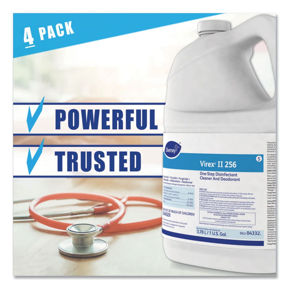 Virex II 256 One-Step Disinfectant Cleaner Deodorant Mint, 1 gal, 4 Bottles/CT - Image 6